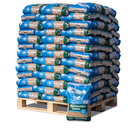 EO2 Pellets — Palette de 66 sacs de 15 kg — Granulés de bois DINplus— Disponible immédiatement