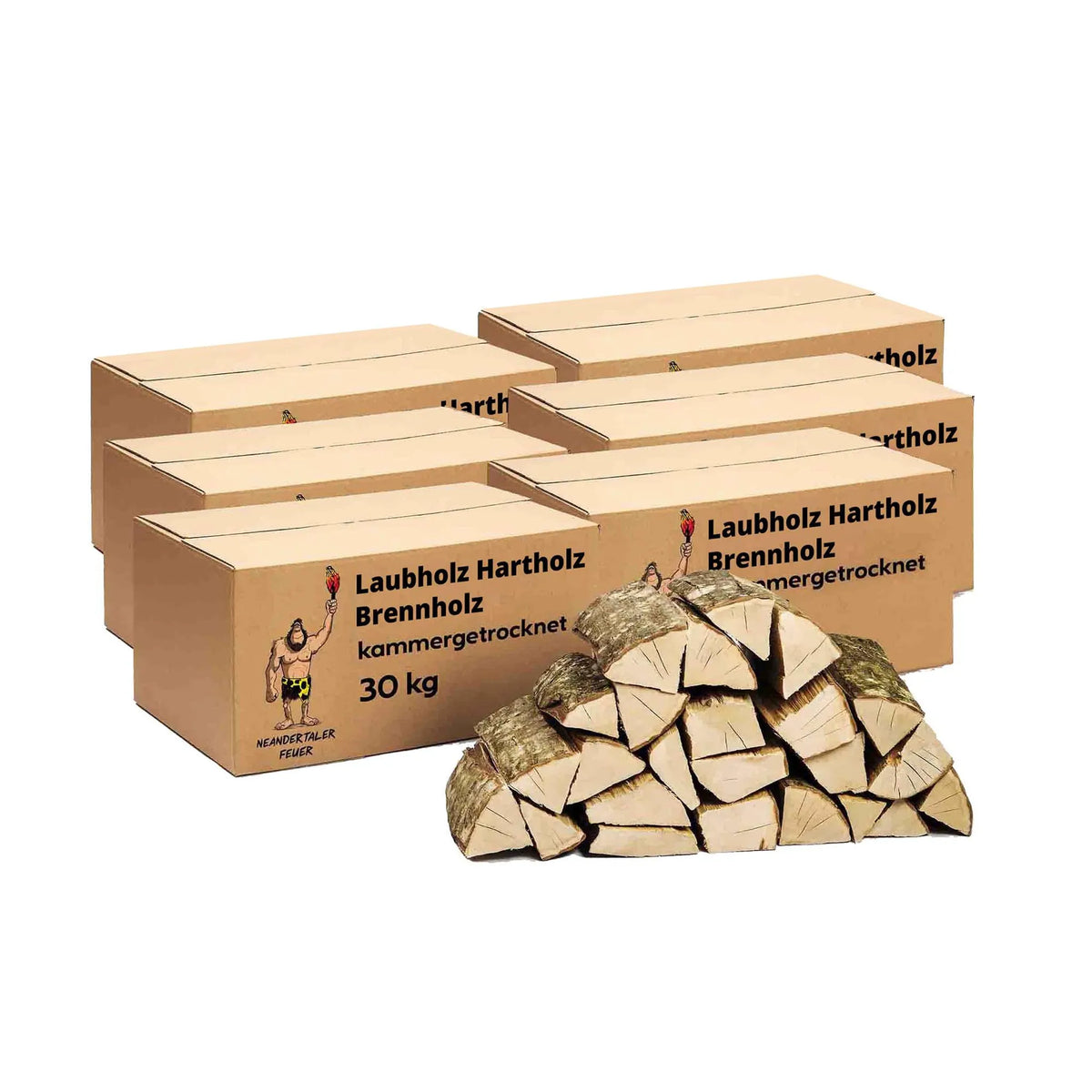 Neandertaler Feuer — Bois de chauffage sec 100 % feuillus — Bûches 25 cm — 180 kg