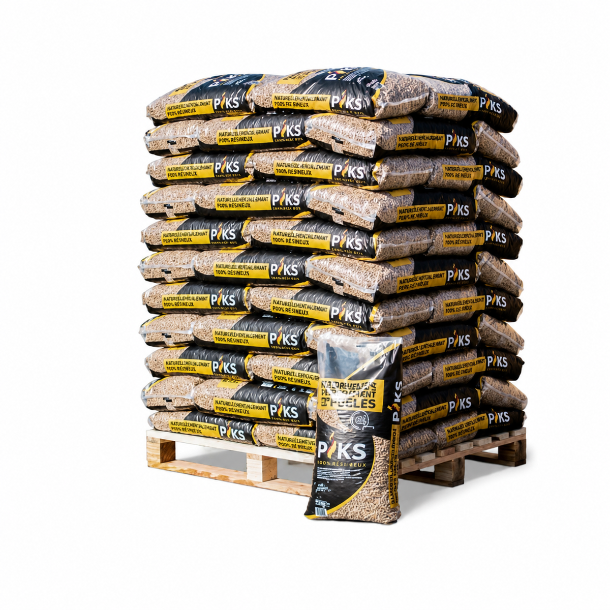 PIKS Pellets — Palette de 66 sacs de 15 kg — Granulés de bois DINplus— Disponible immédiatement