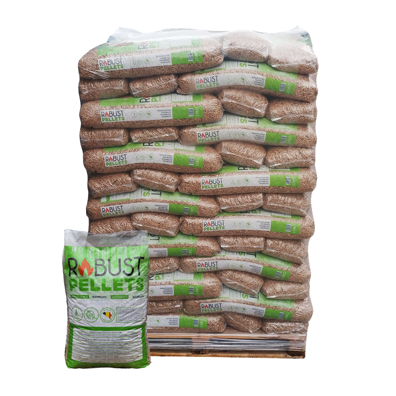 ROBUST Pellets — Palette de 65 sacs de 15 kg — Granulés belges 100 % résineux— Disponible immédiatement