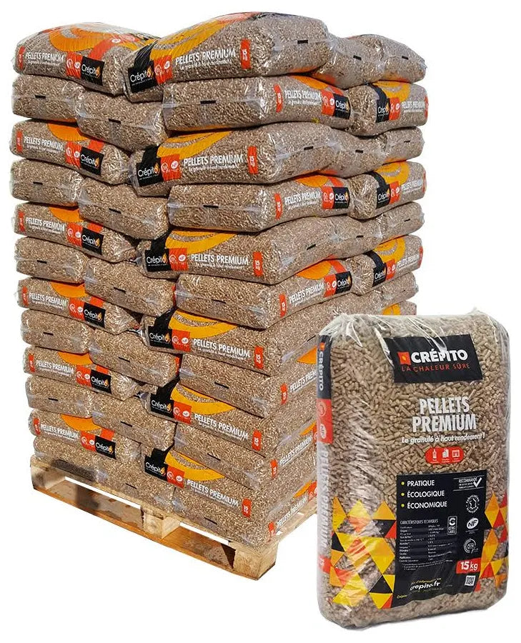 CRÉPITO Pellets Premium — Palette de 72 sacs de 15 kg — Disponible immédiatement