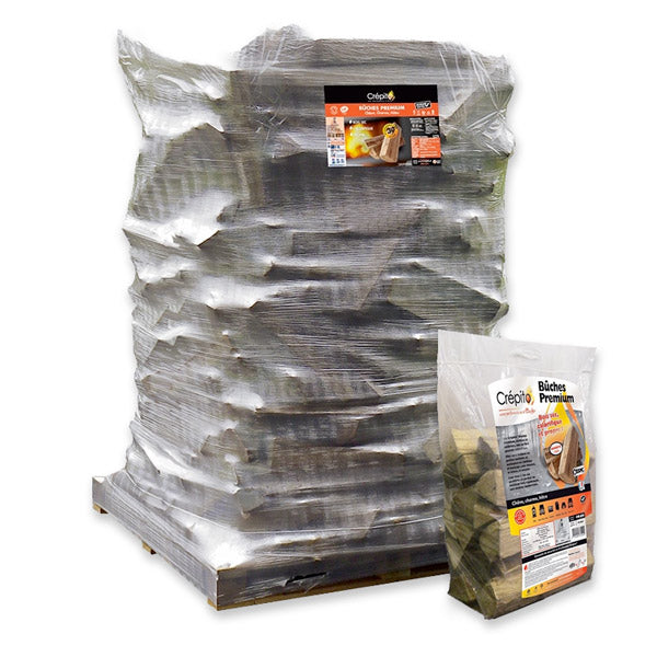 Crépito Bûches Premium Séchées – Bûches 40 cm – Palette 2 m³ / 1,85 Stère